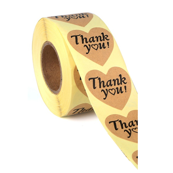 Heart Shape Thank You Adhesive Labels - Labels and Ribbons